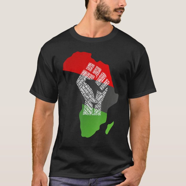 Proud Africa Flag African Continent Young ed Ances T-Shirt (Front)