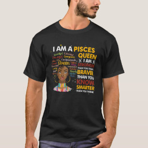 Proud Afro Pisces queen March April Birthday Zodia T-Shirt