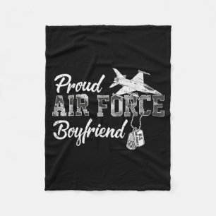 Proud Air Force Boyfriend Camo Airman Family Fleece Blanket
