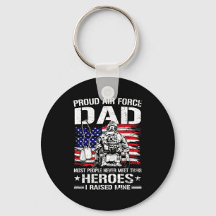 Proud air force dad raised heroes flag airman key ring