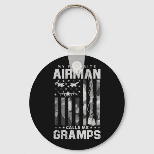 Proud Air Force Gramps Favourite Airman Flag Camo Key Ring