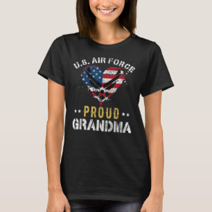  Proud Air Force Grandma American Flag Heart T-Shirt