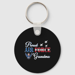 Proud Air Force Grandma Us Flag Veteran 4th Of Jul Key Ring