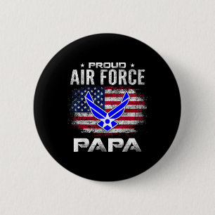 Proud Air Force Papa With American Flag Gift Veter 6 Cm Round Badge
