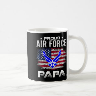 Proud Air Force Papa With American Flag Gift Veter Coffee Mug