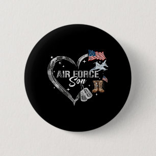Proud Air Force Son Heart Camo US Family Matching 6 Cm Round Badge