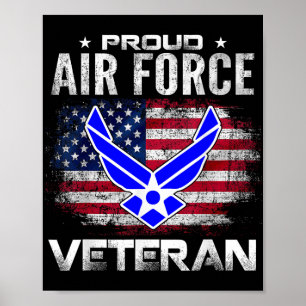 Proud Air Force Veteran With American Flag Gift Ve Poster