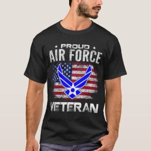Proud Air Force Veteran With American Flag Gift Ve T-Shirt