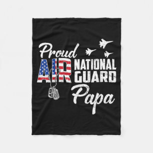 Proud Air National Guard Papa Flag Family Matching Fleece Blanket