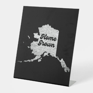 proud Alask State home grown Map Outline Rocky Map Pedestal Sign
