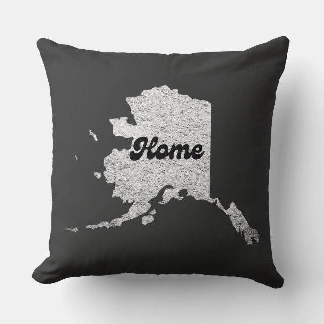 proud Alask State Home Map Outline Rocky Map AK  Cushion (Front)