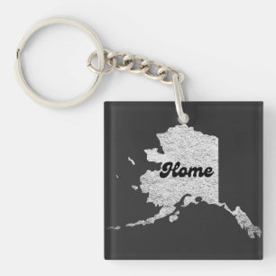 proud Alask State Home Map Outline Rocky Map AK  Key Ring