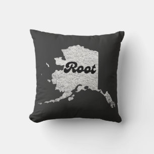 proud Alask State Root Map Outline Rocky Map AK Cushion