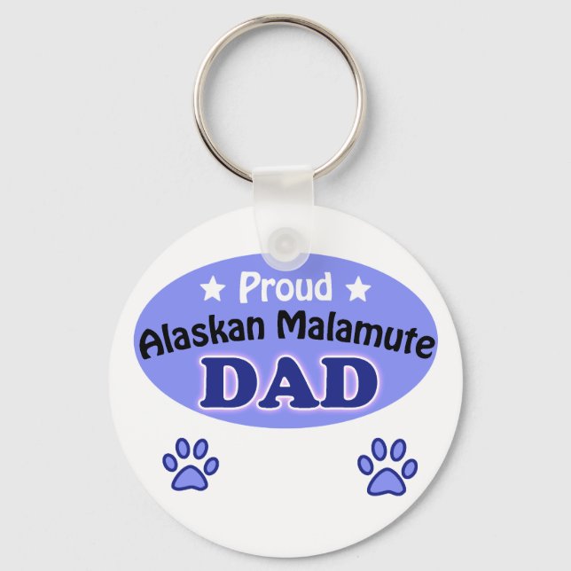Proud Alaskan Malamute Dad Key Ring (Front)