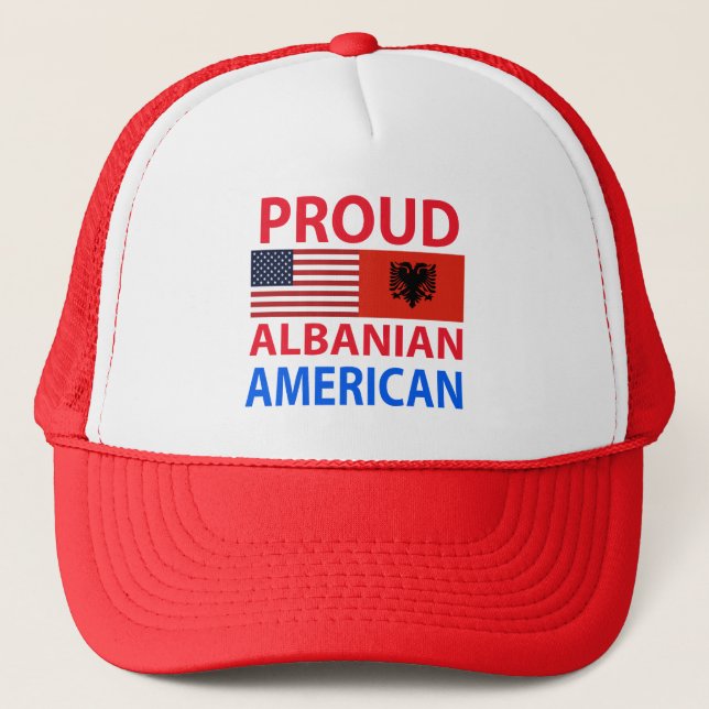 Proud Albanian American Trucker Hat (Front)