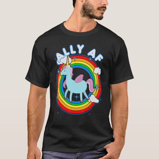 Proud Ally Af Gay Pride Allies Rainbow Pride Flag  T-Shirt (Front)