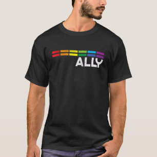 Proud Ally Bars Equality Lgbtq Rainbow Flag Gay Pr T-Shirt
