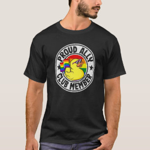 Proud Ally Club Member Rubber Duck Rainbow Gay Les T-Shirt