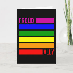 PROUD ALLY FLAG LGBT Pride Month LGBTQ Rainbow Card
