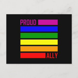 PROUD ALLY FLAG LGBT Pride Month LGBTQ Rainbow Postcard