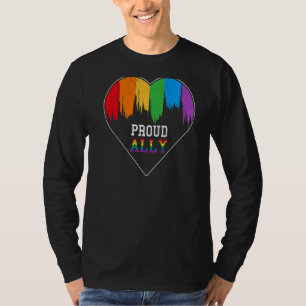 Proud Ally Lgb Gay Pride Month Lesbian Rainbow Hea T-Shirt