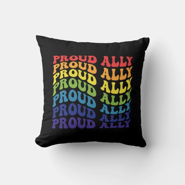 Proud Ally | LGBTQ | Gay Pride | Rainbow Cushion (Front)