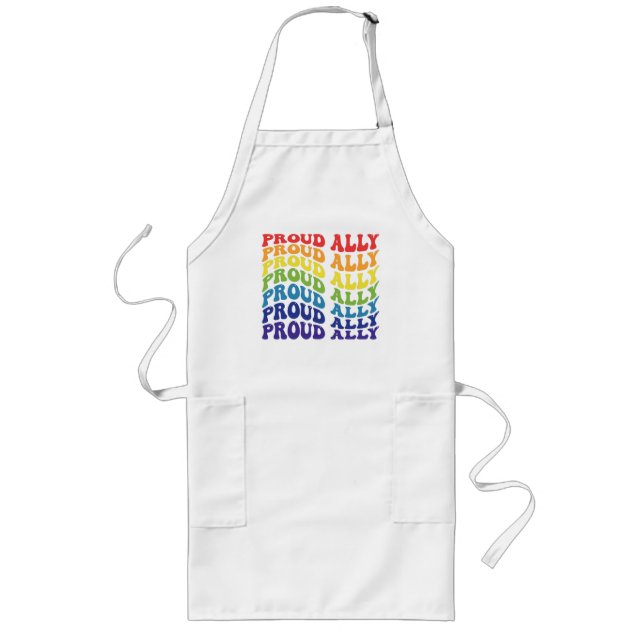 Proud Ally | LGBTQ | Gay Pride | Rainbow Long Apron (Front)