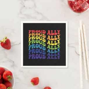 Proud Ally LGBTQ Gay Pride Rainbow Napkin