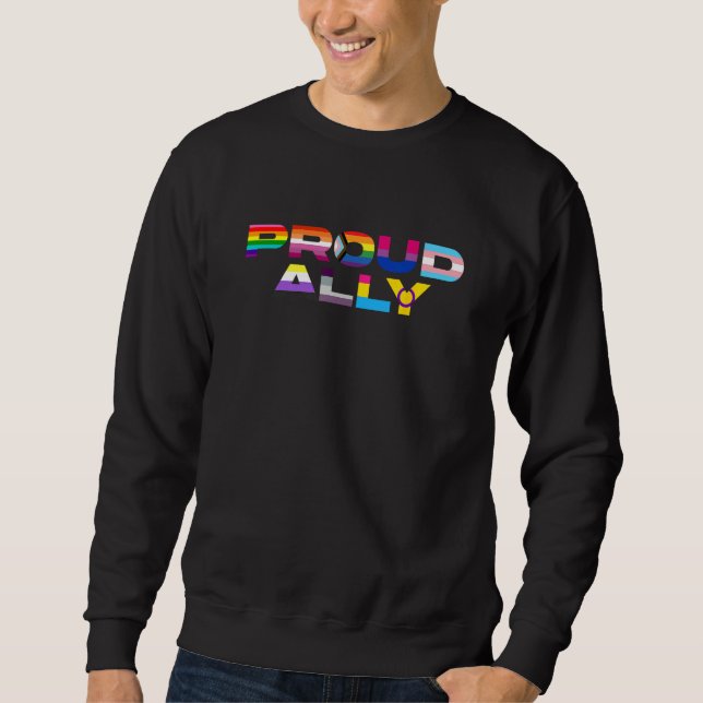 Proud Ally LGBTQ Lesbian Gay Bisexual Trans Pan Qu Sweatshirt (Front)