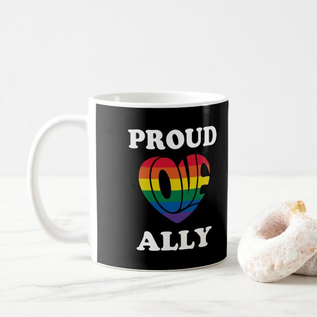 Proud Ally LGBTQ Pride Coffee Mug (With Donut)