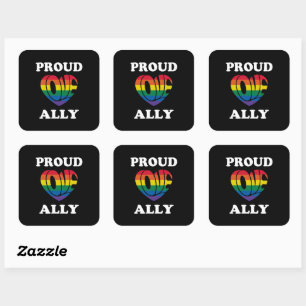 Proud Ally LGBTQ Pride Square Sticker