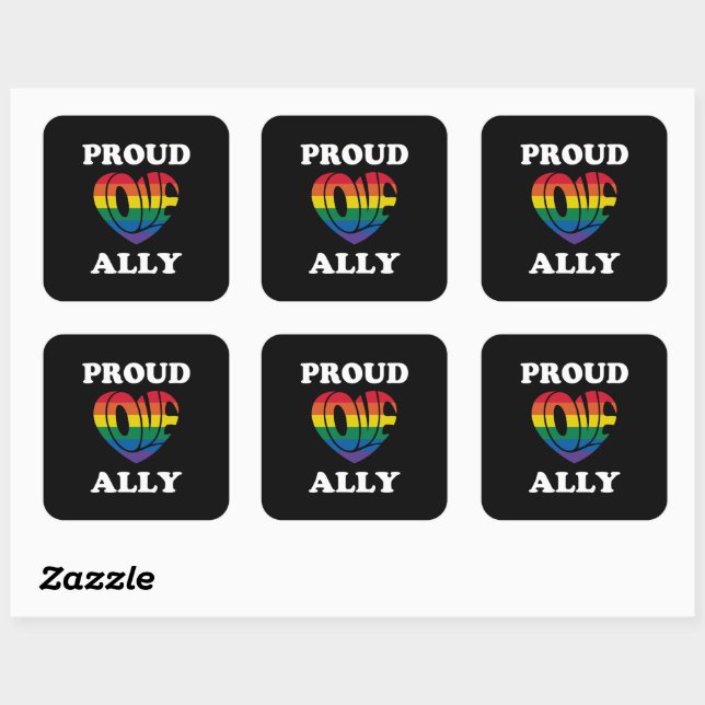 Proud Ally LGBTQ Pride Square Sticker (Sheet)