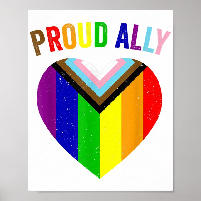 Proud Ally LGBTQAI Gay POC Transgender Pride Flag  Poster (Front)