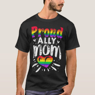 Proud Ally Mom LGBTQ LGBT Heart Flag Proud Trans M T-Shirt