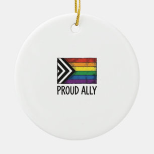 Proud Ally Pride Flag Vector T-Shirt Design_1 Ceramic Ornament