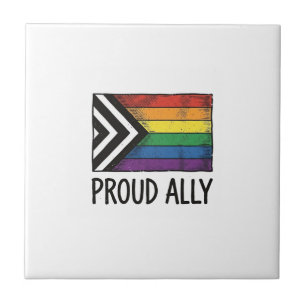 Proud Ally Pride Flag Vector T-Shirt Design_1 Ceramic Tile