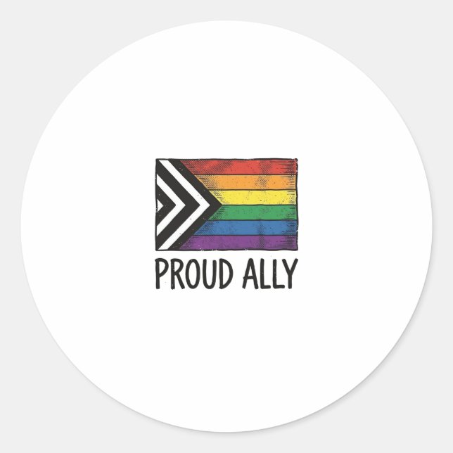 Proud Ally Pride Flag Vector T-Shirt Design_1 Classic Round Sticker (Front)