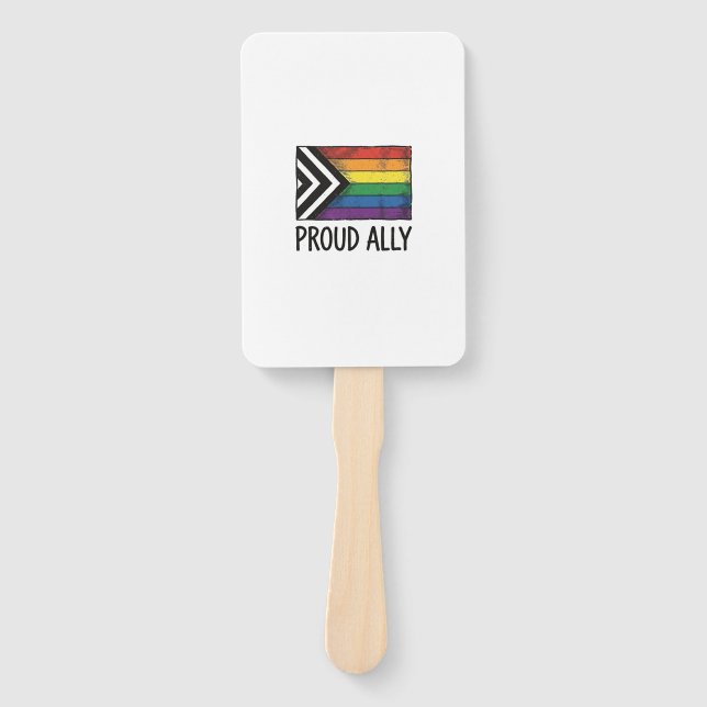 Proud Ally Pride Flag Vector T-Shirt Design_1 Hand Fan (Front)