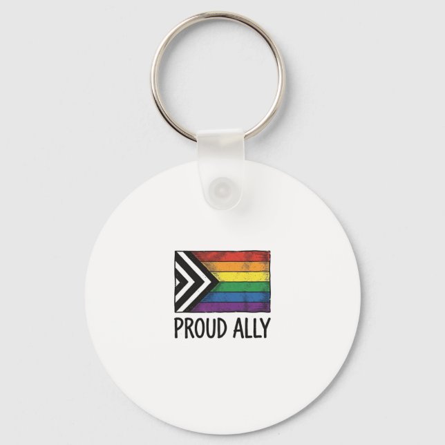 Proud Ally Pride Flag Vector T-Shirt Design_1 Key Ring (Front)