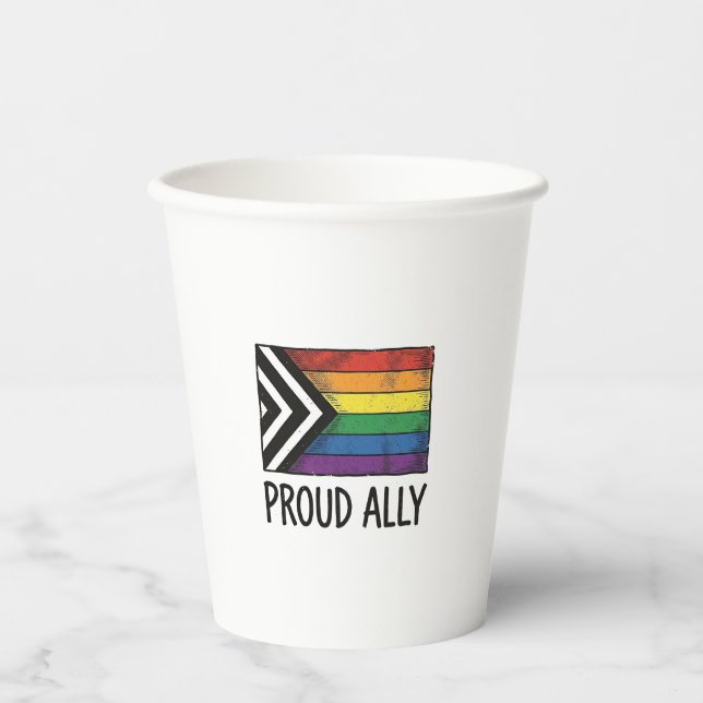 Proud Ally Pride Flag Vector T-Shirt Design_1 Paper Cups (Front)