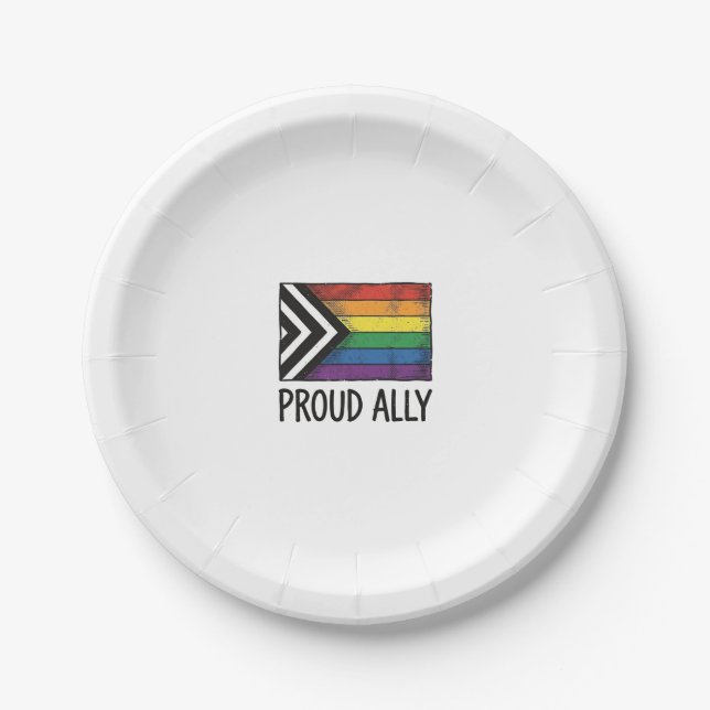 Proud Ally Pride Flag Vector T-Shirt Design_1 Paper Plate (Front)