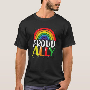 Proud Ally Pride Gay Lgbt Day Month Parade Rainbow T-Shirt