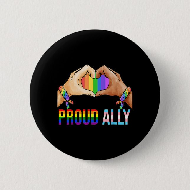 Proud Ally Pride LGBT Transgender Flag Heart Gay L 6 Cm Round Badge (Front)