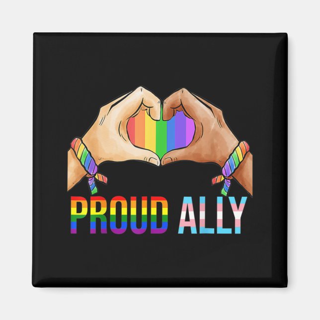 Proud Ally Pride LGBT Transgender Flag Heart Gay L Magnet (Front)