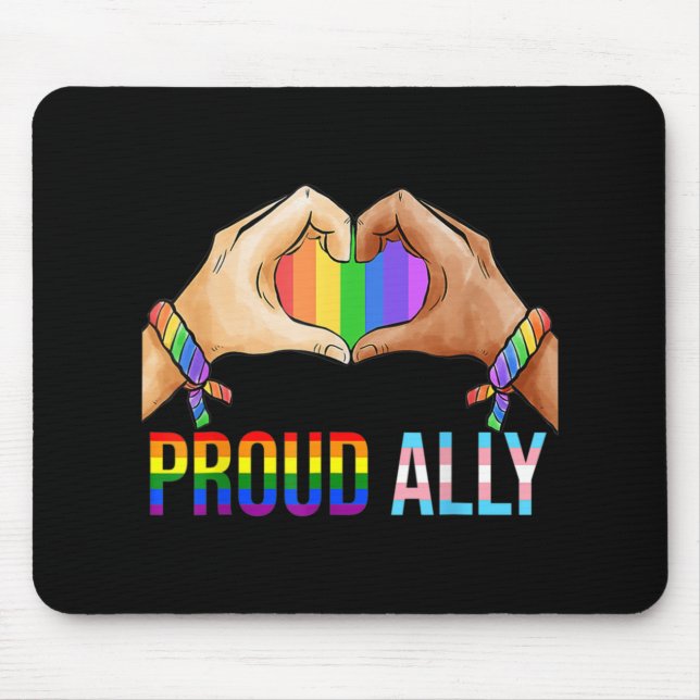 Proud Ally Pride LGBT Transgender Flag Heart Gay L Mouse Pad (Front)