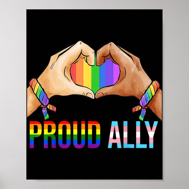 Proud Ally Pride LGBT Transgender Flag Heart Gay L Poster (Front)