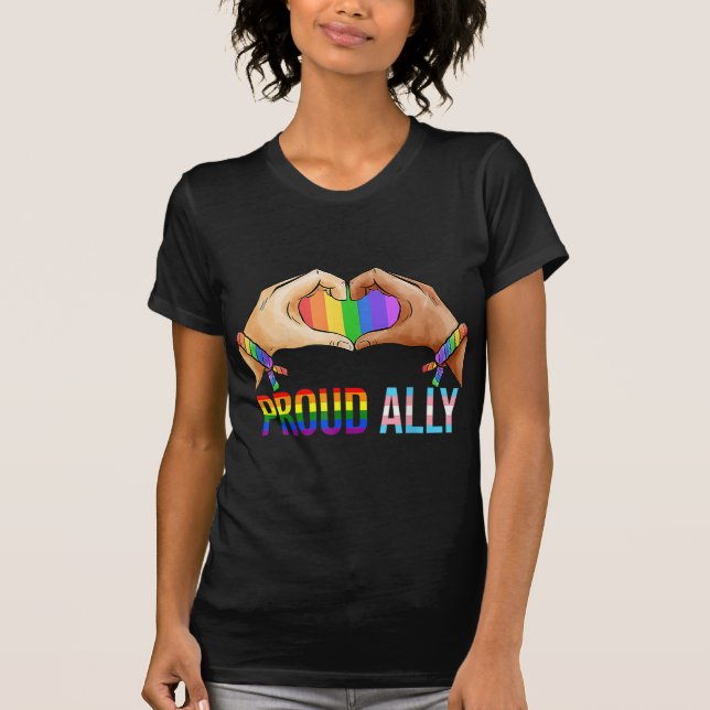 Proud Ally Pride LGBT Transgender Flag Heart Gay L T-Shirt (Front)