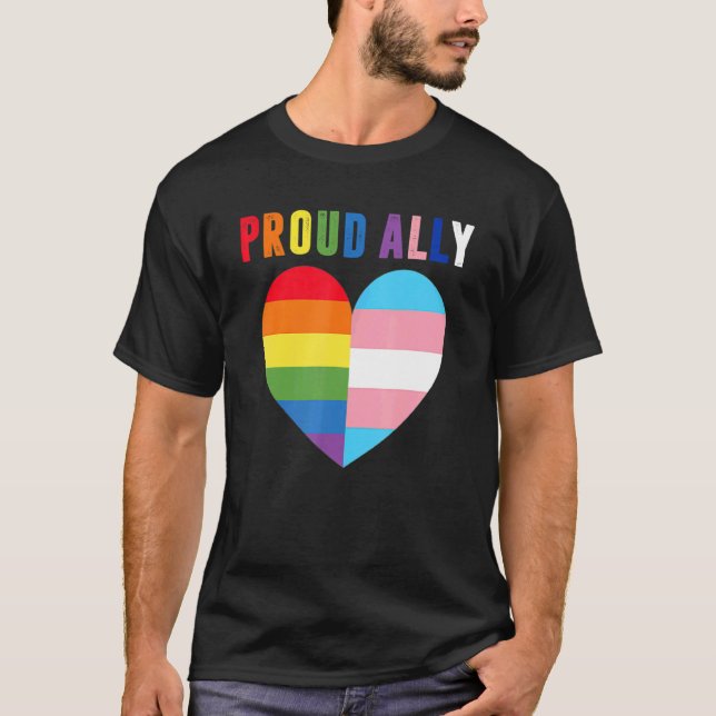 Proud Ally Pride Lgbt Transgender Flag Heart Gay L T-Shirt (Front)