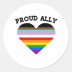 Proud Ally Progress Pride Classic Round Sticker