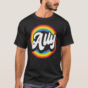 Proud Ally Rainbow Lesbian Gay Pride LGBTQ Gender  T-Shirt